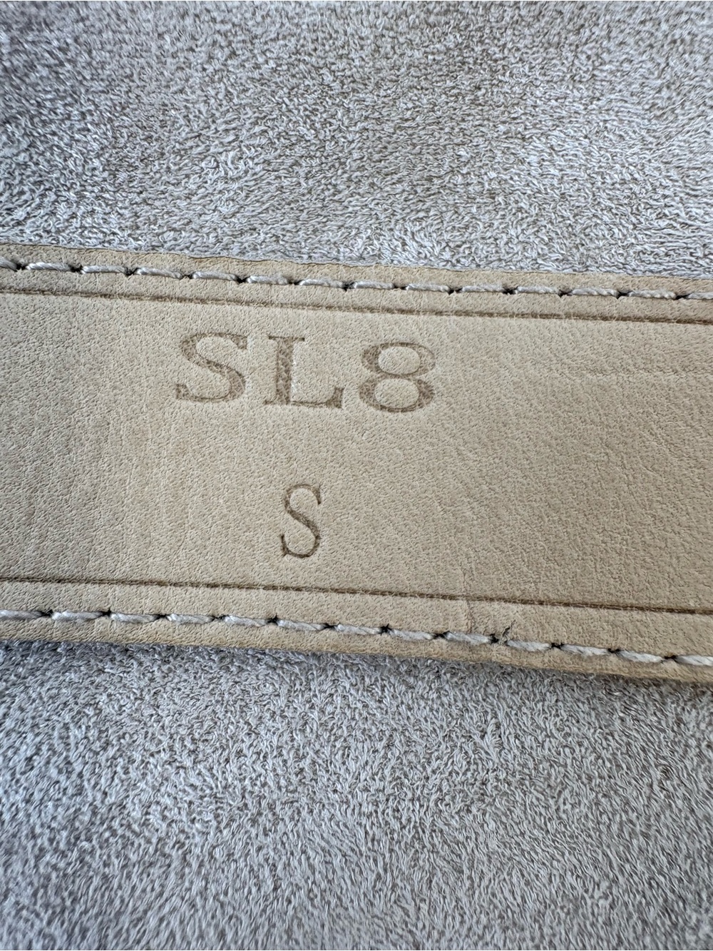 SL8 Beige Faux Suede Moto Jacket Size Small Asymmetrical Zip Draped Collar - Picture 11 of 14